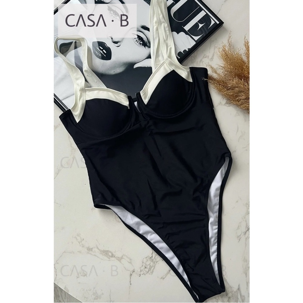 2/20💫to CASA B| Monaco One Piece Swimsuit in Ivory & Black - Picture 5 of 17